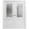 Vdomdoors Sliding Closet Bypass Doors 84 x 84in, Sete 6933 Nordic White W/ Frosted Glass, Sturdy Rails SETE6933DBD-NOR-8484 - alternate 1